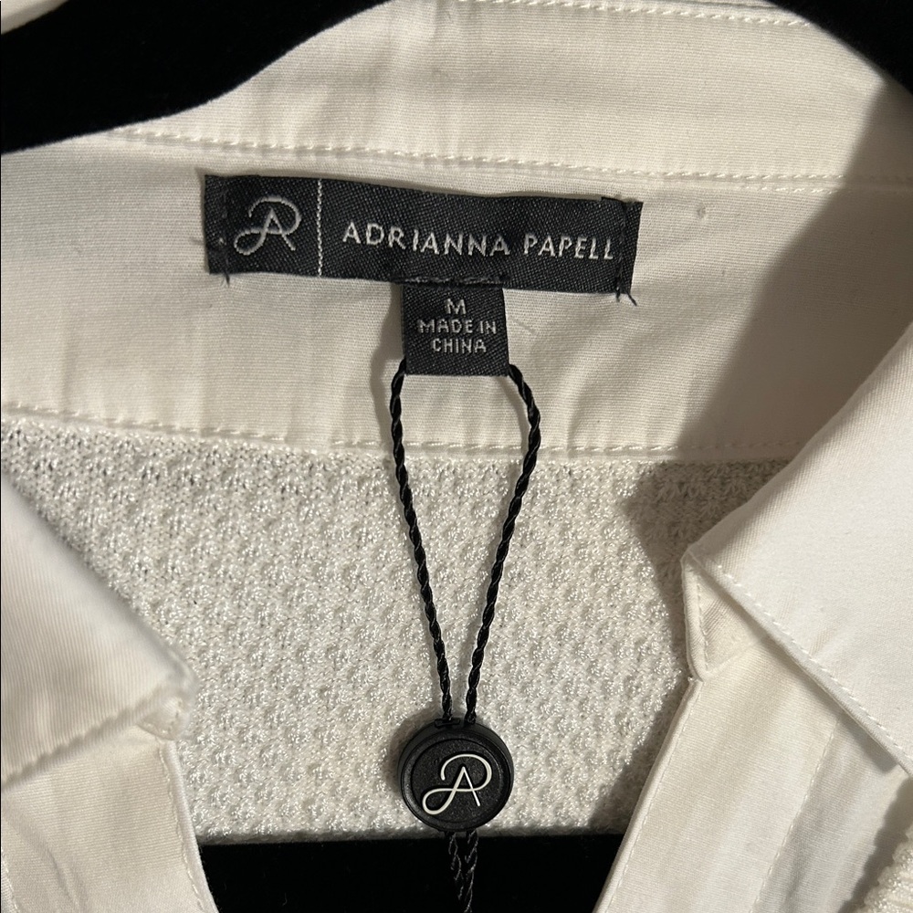 Adrianna Papell Off White Textured V-Neck Sweater - Picture 11 of 12